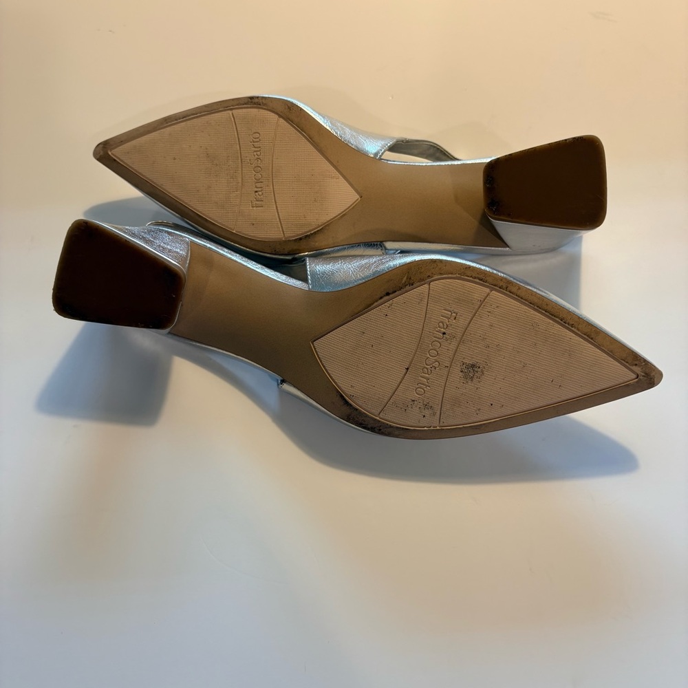 Franco Sarto Metallic Silver Pointed-Toe Slingback Heels Size 11 M - Picture 7 of 9